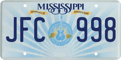 MS license plate JFC998