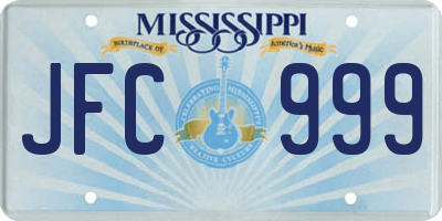 MS license plate JFC999