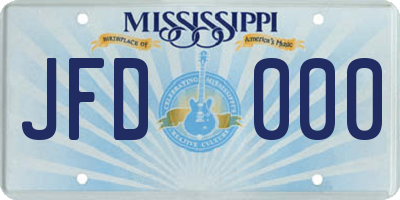 MS license plate JFD000