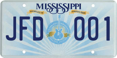 MS license plate JFD001