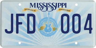 MS license plate JFD004