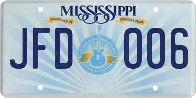 MS license plate JFD006