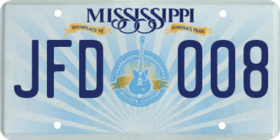 MS license plate JFD008