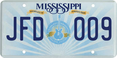 MS license plate JFD009