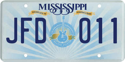 MS license plate JFD011