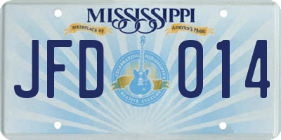 MS license plate JFD014