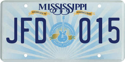MS license plate JFD015
