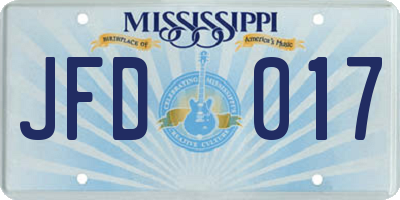 MS license plate JFD017