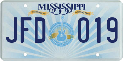 MS license plate JFD019