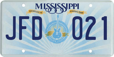 MS license plate JFD021
