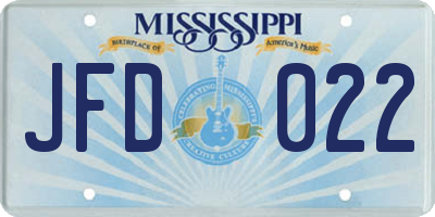 MS license plate JFD022