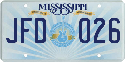MS license plate JFD026