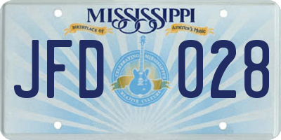 MS license plate JFD028