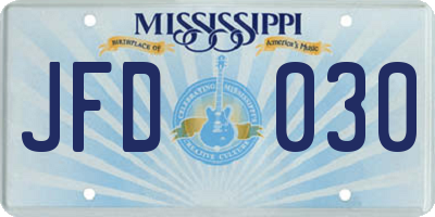 MS license plate JFD030