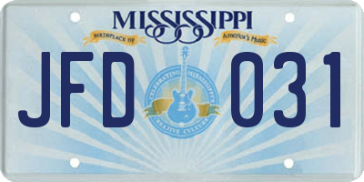MS license plate JFD031