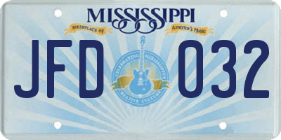 MS license plate JFD032