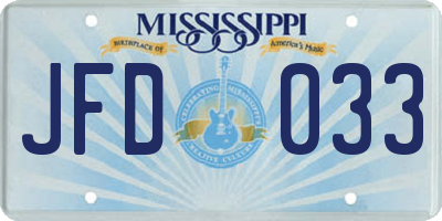MS license plate JFD033