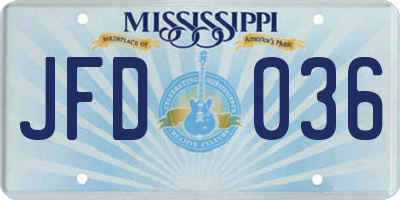MS license plate JFD036