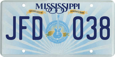 MS license plate JFD038