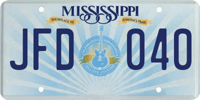 MS license plate JFD040