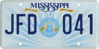 MS license plate JFD041