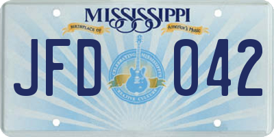MS license plate JFD042