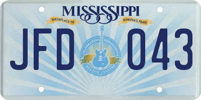 MS license plate JFD043