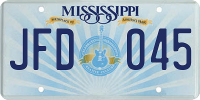 MS license plate JFD045