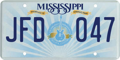 MS license plate JFD047