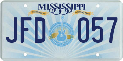 MS license plate JFD057