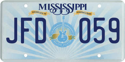 MS license plate JFD059