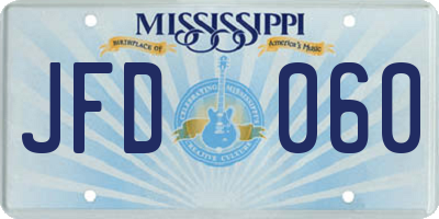 MS license plate JFD060