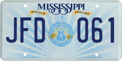 MS license plate JFD061