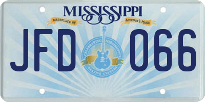 MS license plate JFD066