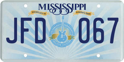 MS license plate JFD067