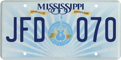 MS license plate JFD070