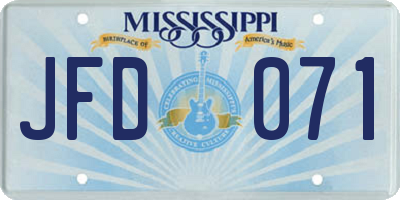 MS license plate JFD071