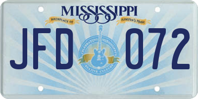 MS license plate JFD072