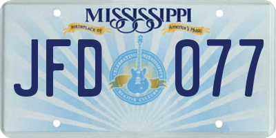 MS license plate JFD077