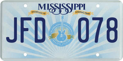 MS license plate JFD078