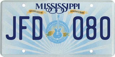 MS license plate JFD080