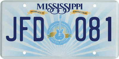 MS license plate JFD081