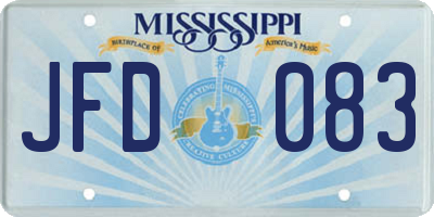 MS license plate JFD083