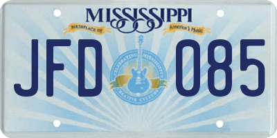 MS license plate JFD085