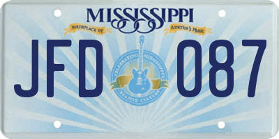 MS license plate JFD087