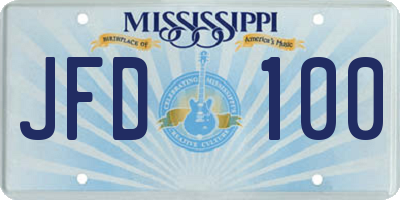 MS license plate JFD100