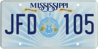 MS license plate JFD105