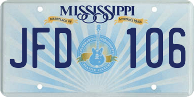 MS license plate JFD106