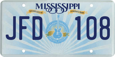 MS license plate JFD108