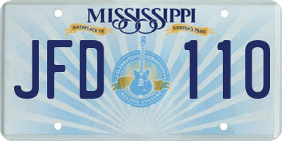MS license plate JFD110